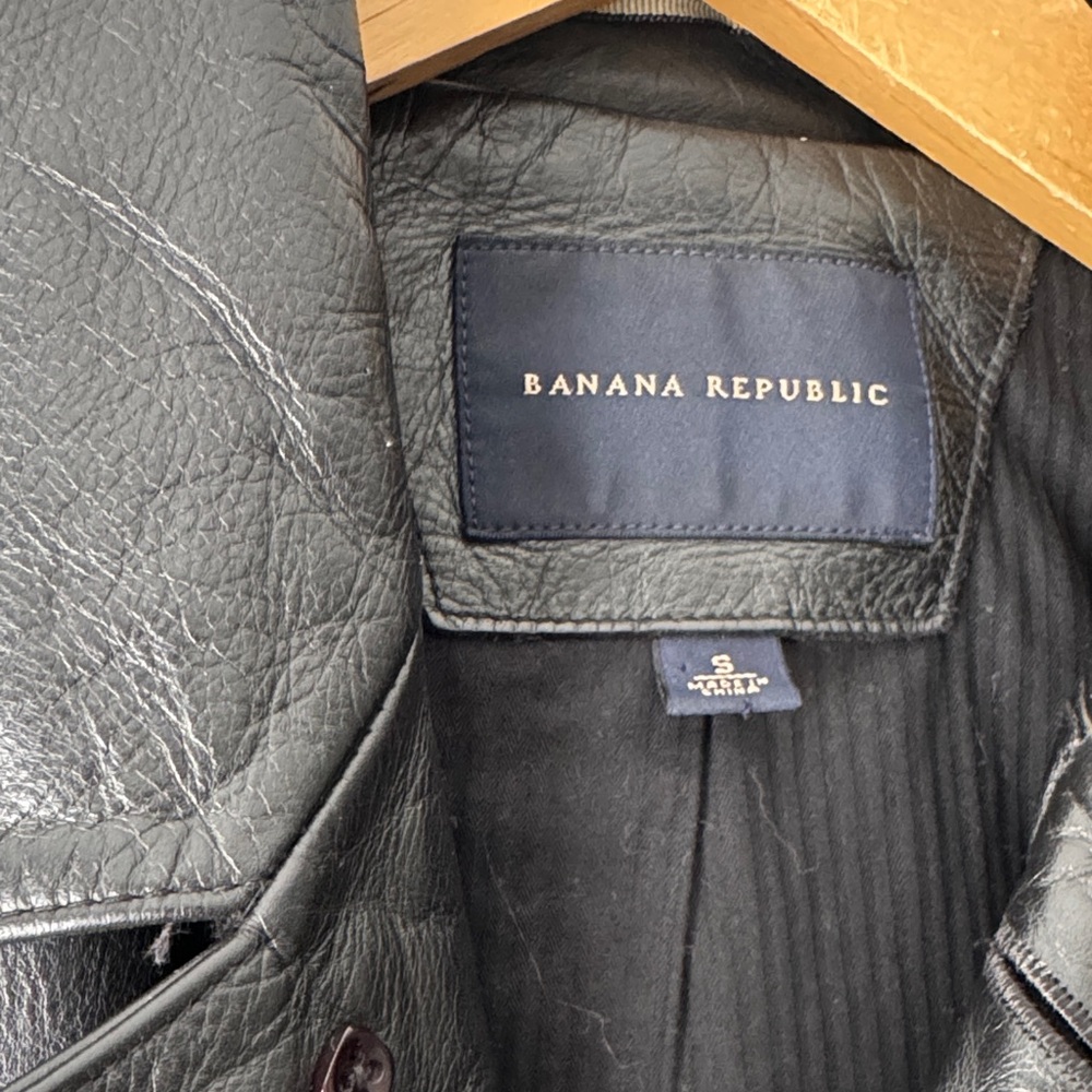 Banana Republic Black Leather Military Jacket - Picture 2 of 7